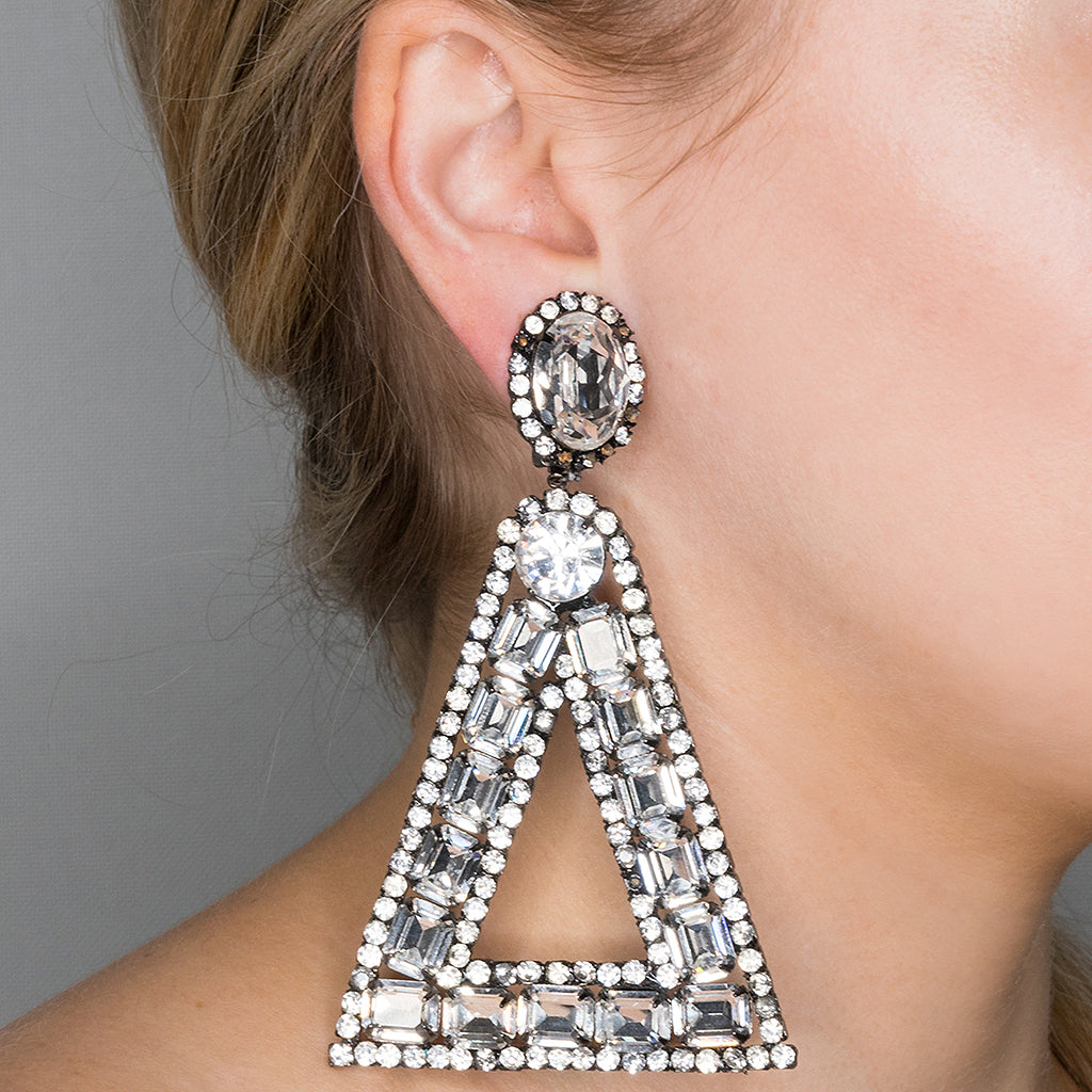 Large Triangle Drop Clip Earrings