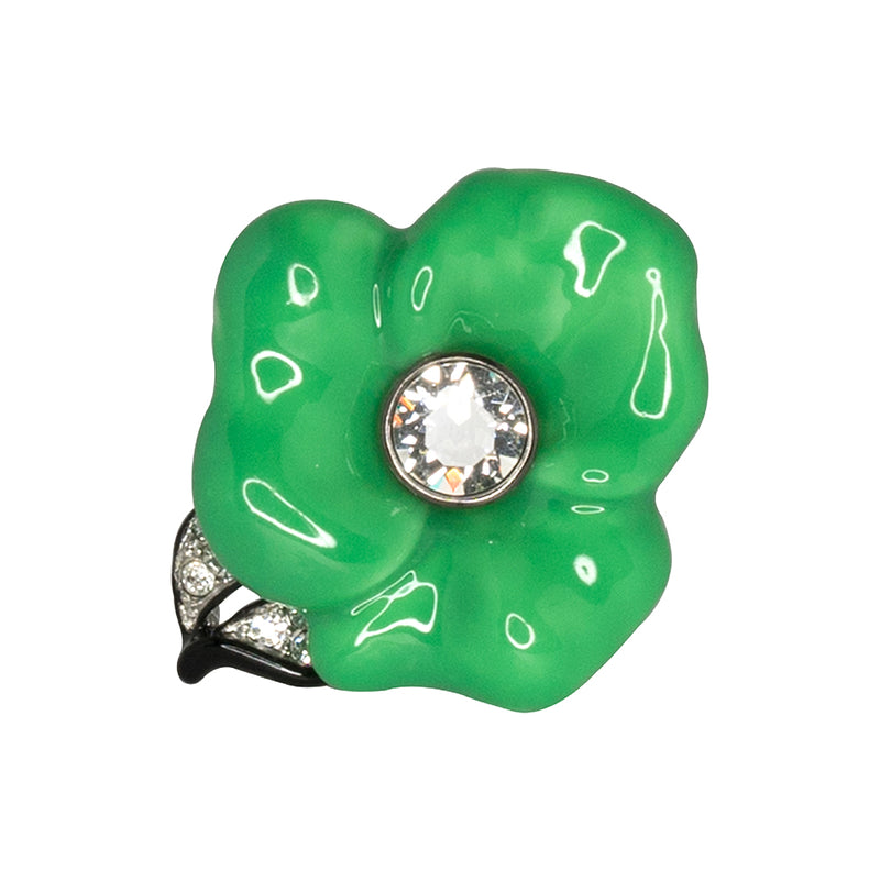 Silver & Jade Flower Ring