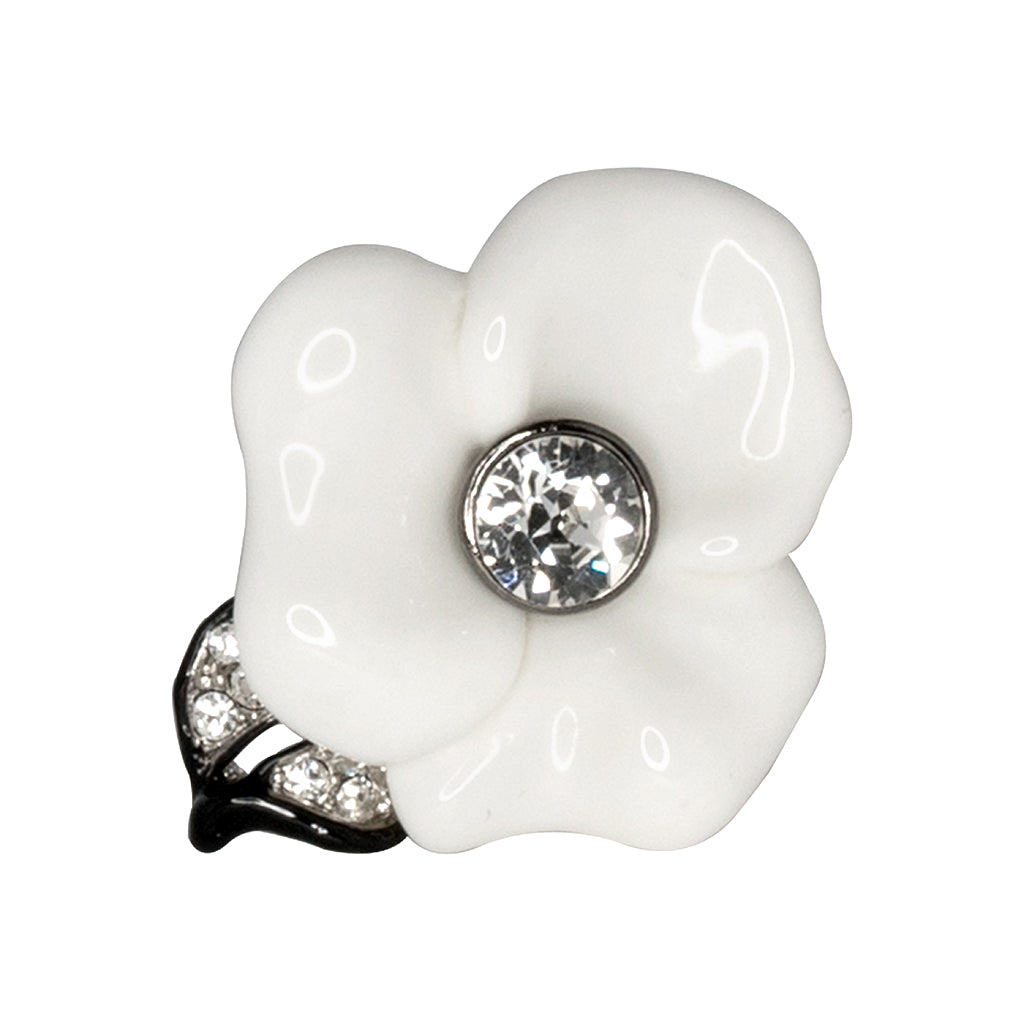 Silver & White Flower Ring