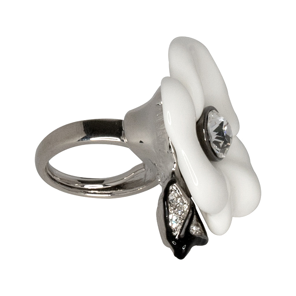 Silver & White Flower Ring