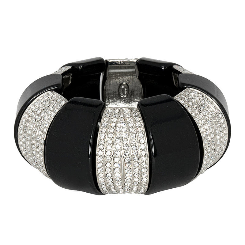 Black & Crystal Bars Dome Bracelet