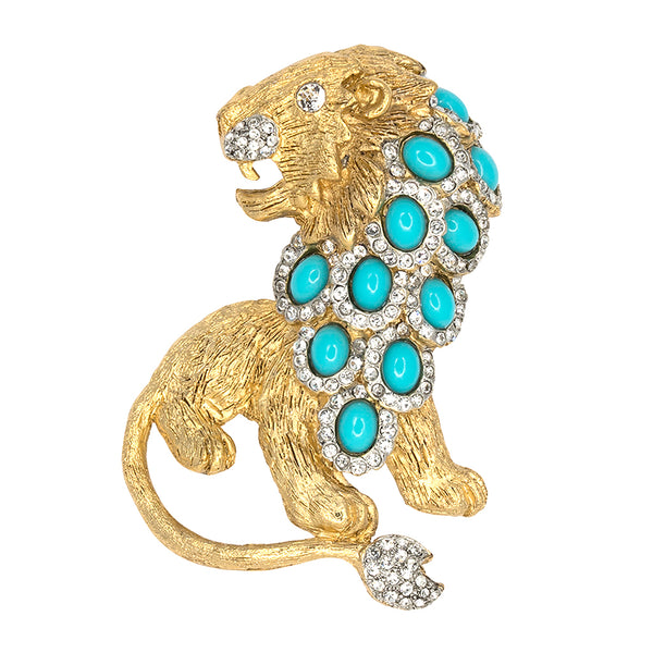 Turquoise Lion Pin