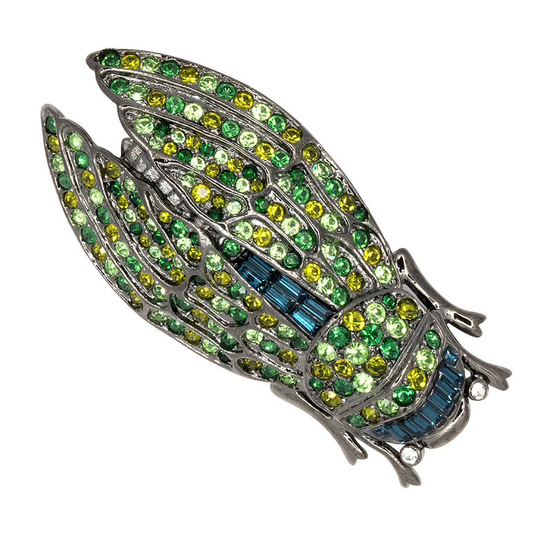 Gunmetal & Green Large Cicada Pin