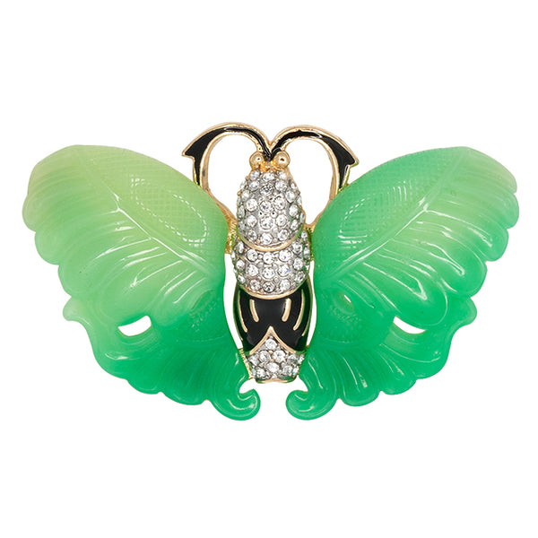 Jade & Black Butterfly Pin