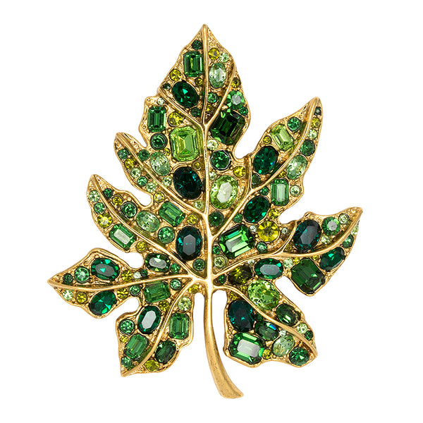 Multi Green Leaf Pin Nature-Inspired Jewelry Kenneth Jay Lane Statement Pin Delightful Leaf Arrangement Lush Green Foliage Design Versatile Nature-Inspired Accessory Elegance with a Natural Touch Captivating Multi Hued Leaves Gift for Nature Enthusiasts Wearable Art Pin