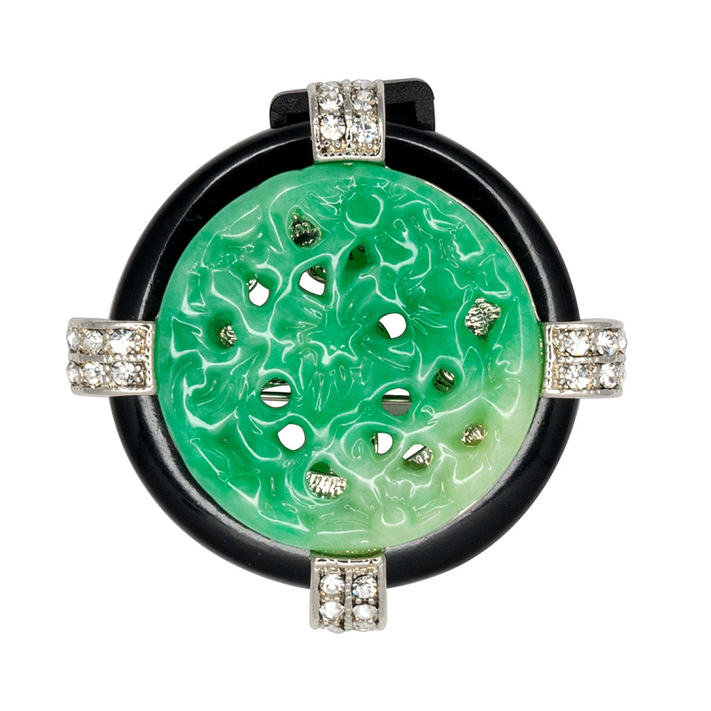 Carved Jade Deco Pin