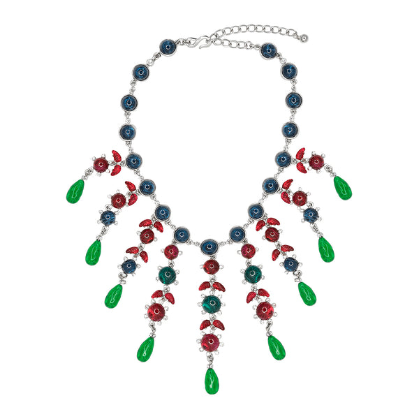 Sapphire, Ruby & Emerald Drop Necklace