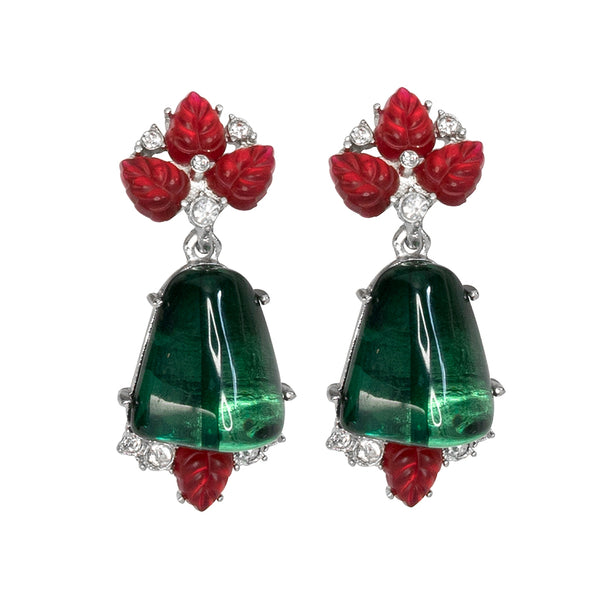Ruby & Emerald Drop Clip Earrings