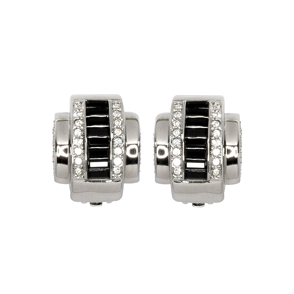 Jet Baguette Clip Earrings