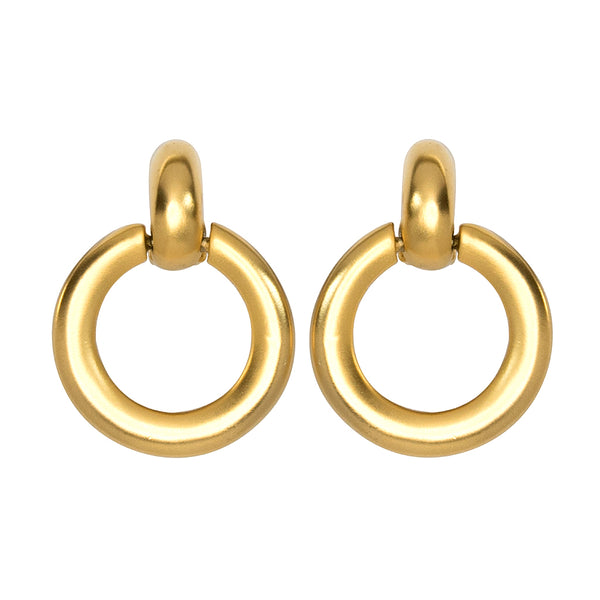 Satin Gold Doorknocker Clip Earrings – KennethJayLane.com