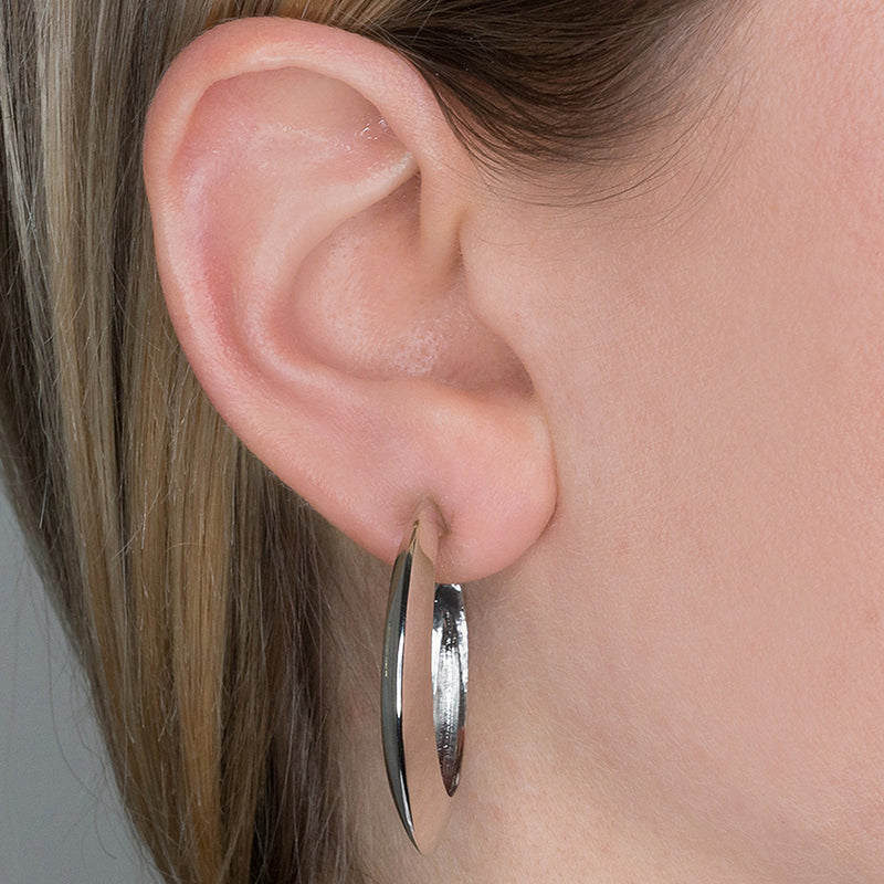 Polished Silver Tapered Hoop Clip Earrings