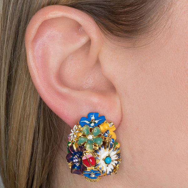 Flower Bug Clip Earrings
