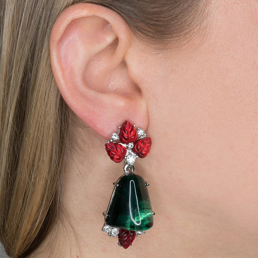 Ruby & Emerald Drop Clip Earrings