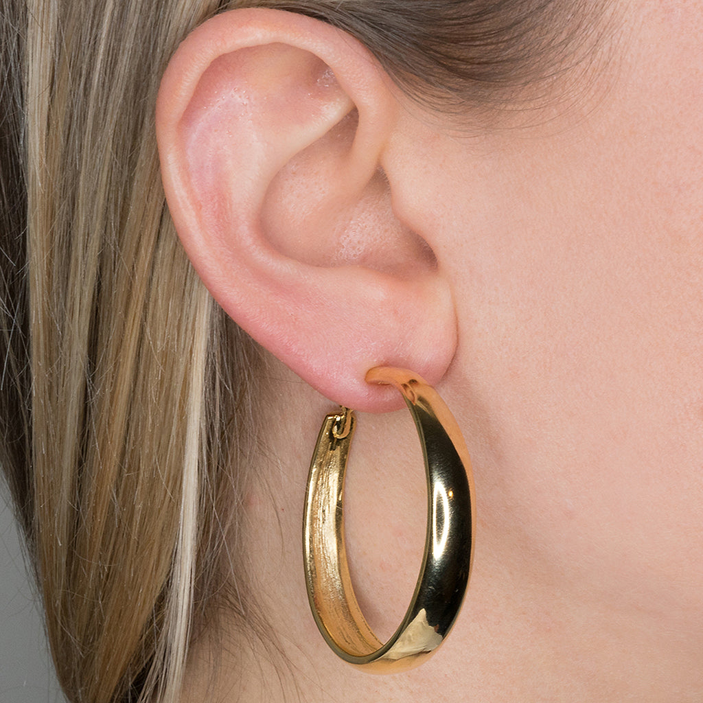 Polished Gold Tapered Hoop Earrings