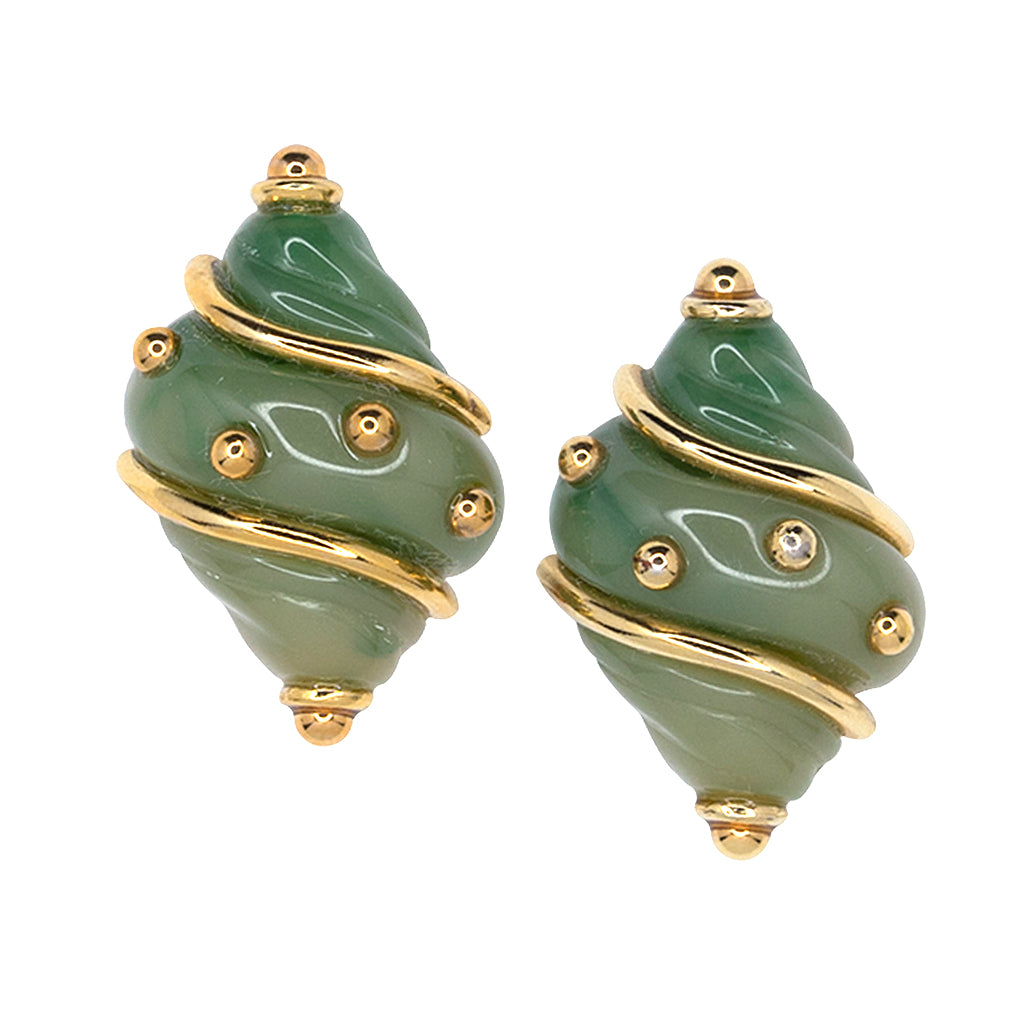 Jade Shell Clip-On Earrings