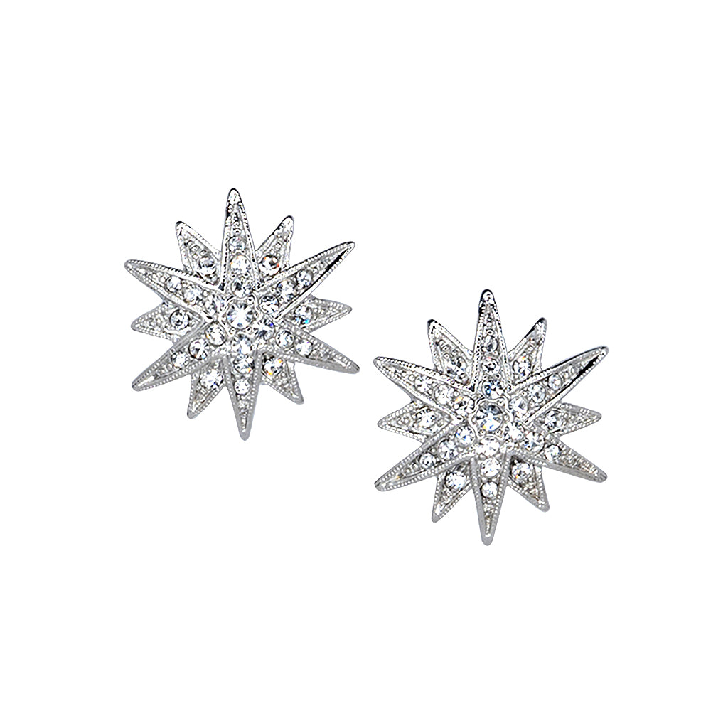 Crystal Starburst Clip-On Earrings