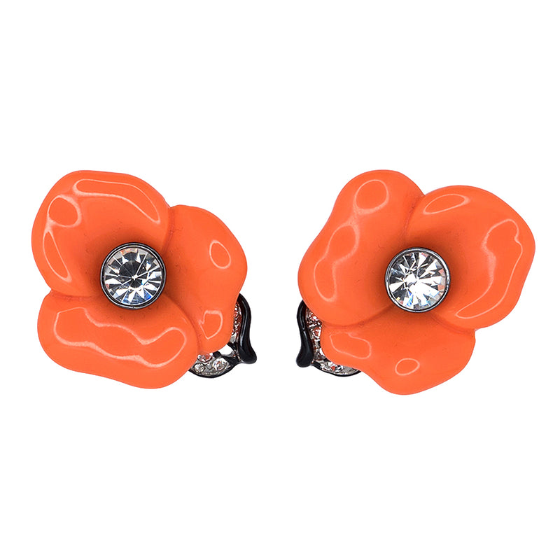 Coral Flower Clip Earrings