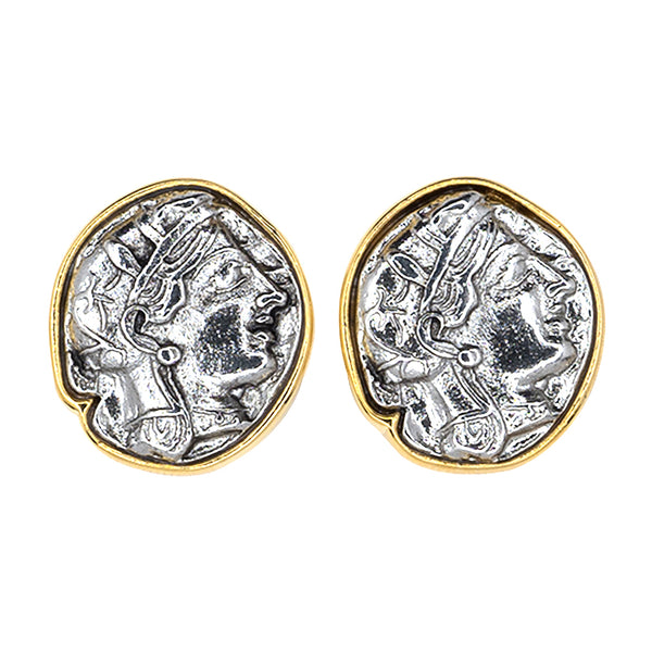 Large Gold & Silver Coin Clip Earrings