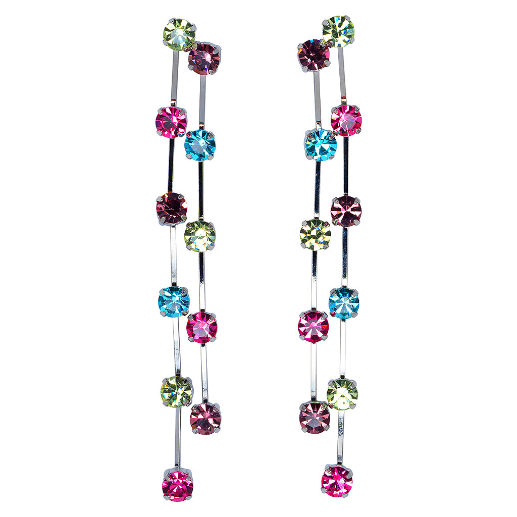 Multicolored Double Row Earrings