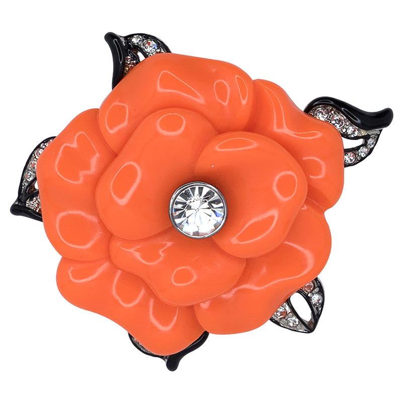 Coral Resin Flower Pin