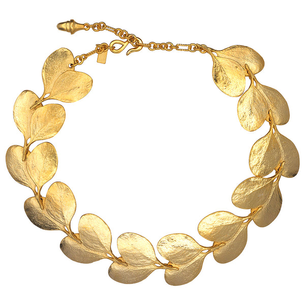 Satin Gold Leaves Necklace
