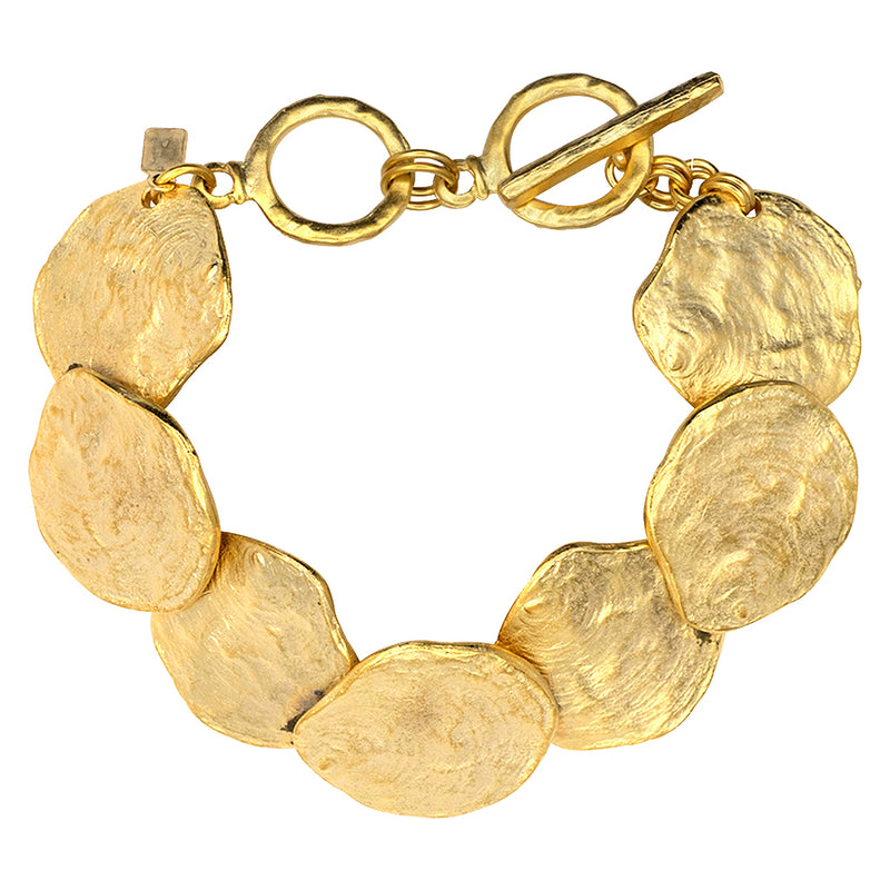 Brushed Satin Gold Discs Bracelet