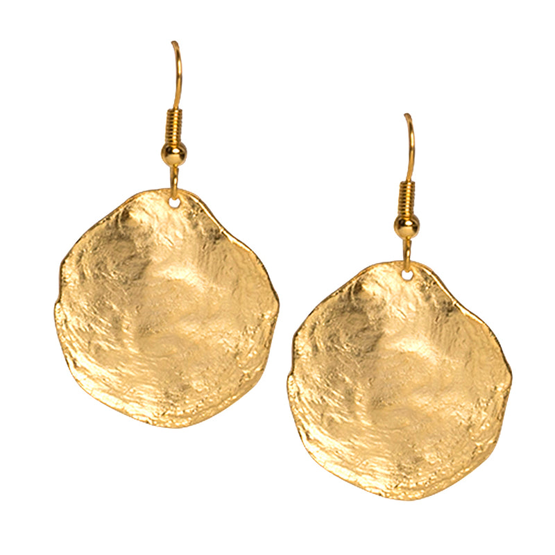 Brushed Satin Gold Disc Earrings