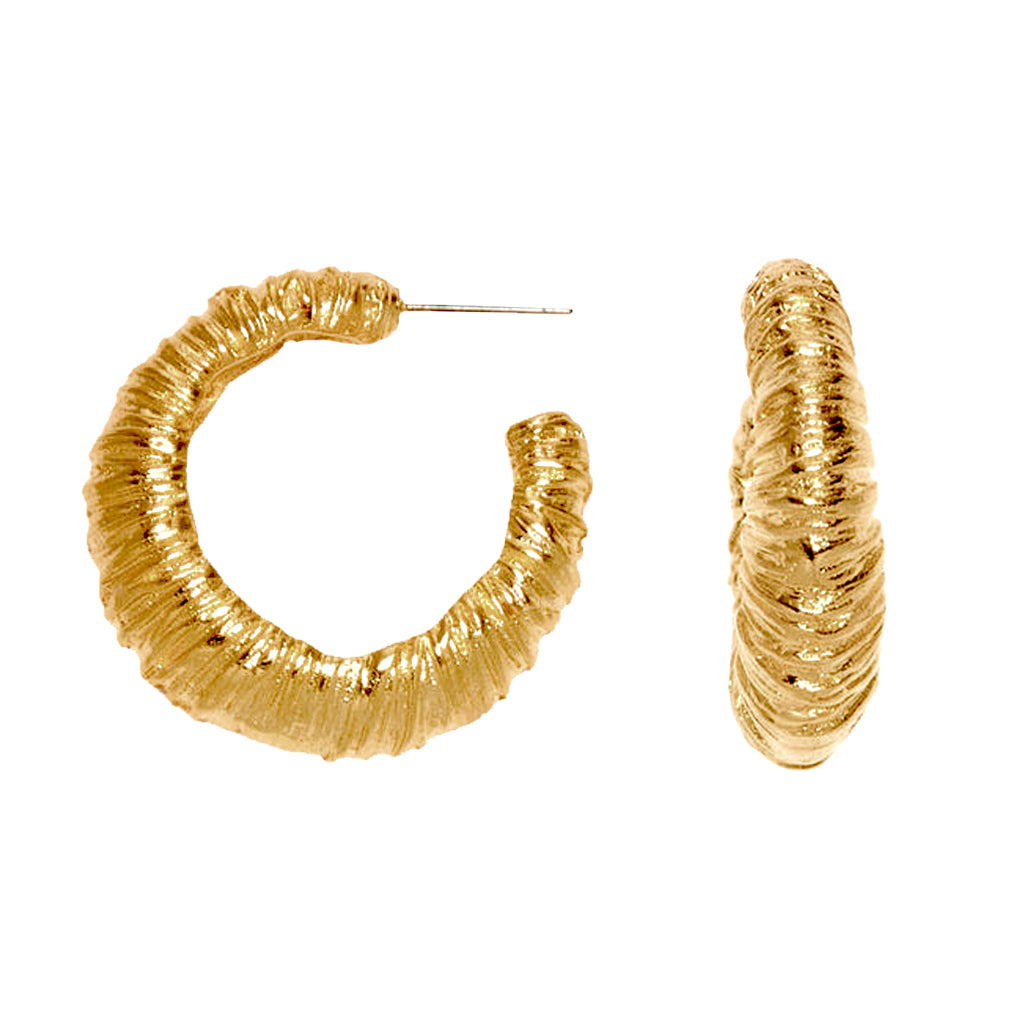 Satin Gold Wrapped Pierced Hoop Earrings