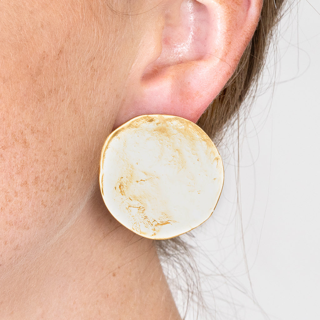 Coin Button Clip Earrings