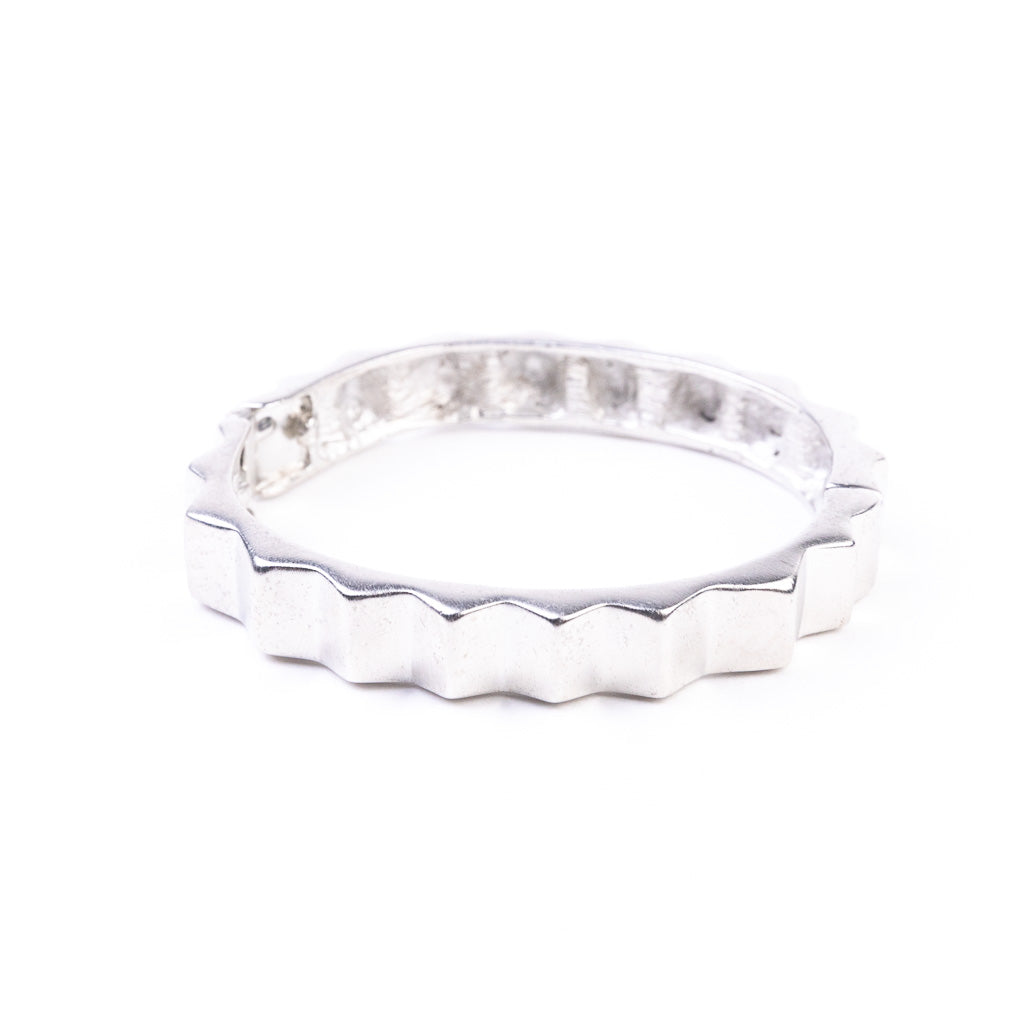 Silver Spike Hinged Bangle