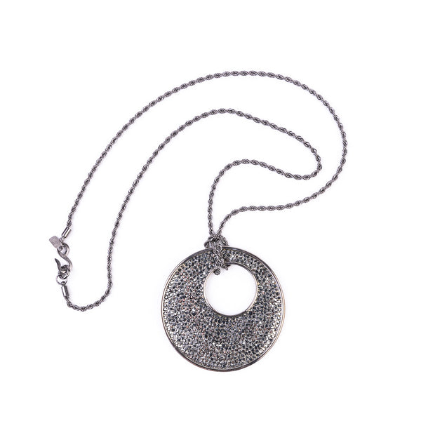 Hematite Pave Disc Necklace