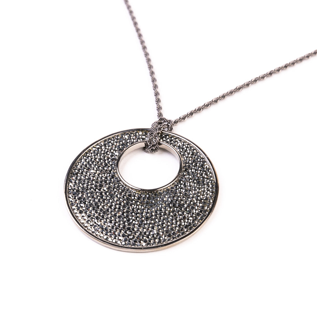 Hematite Pave Disc Necklace