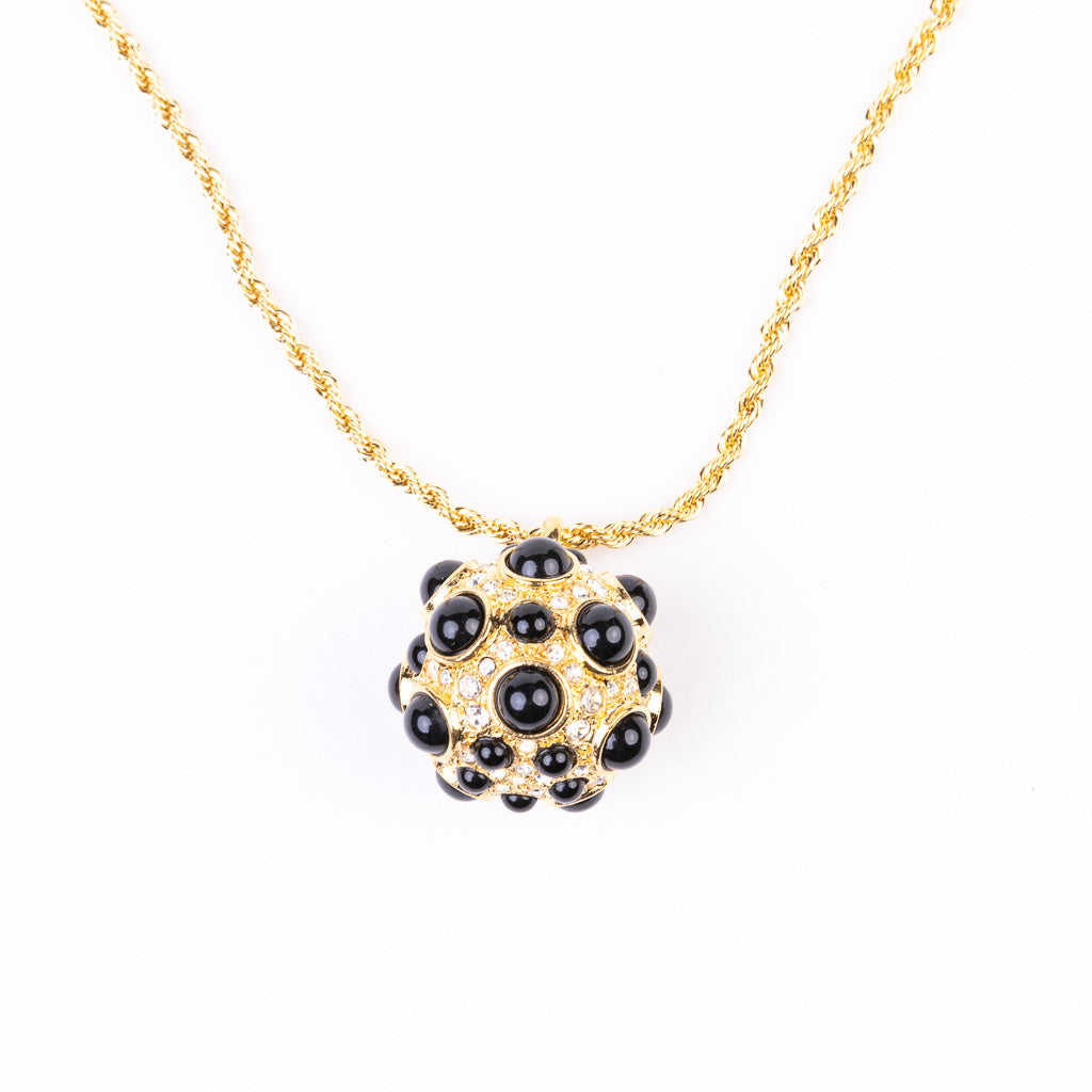 Black Cabochon Chain Necklace