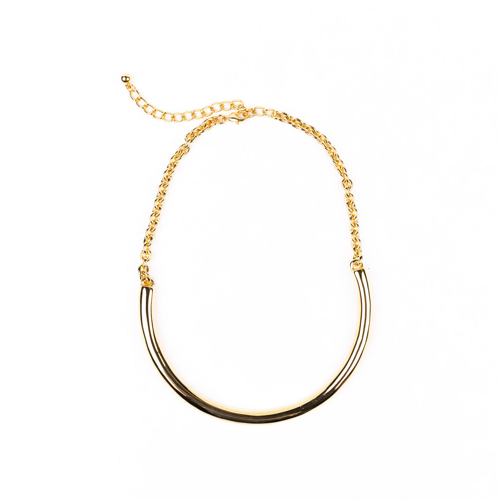 Gold U Shape Bar Necklace