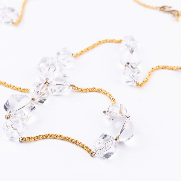 Gold and Clear Station Necklace