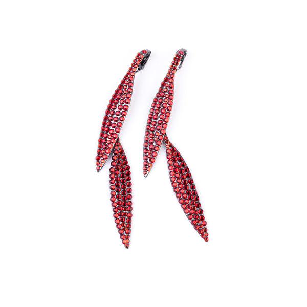 Ruby Double Leaf Clip Earring