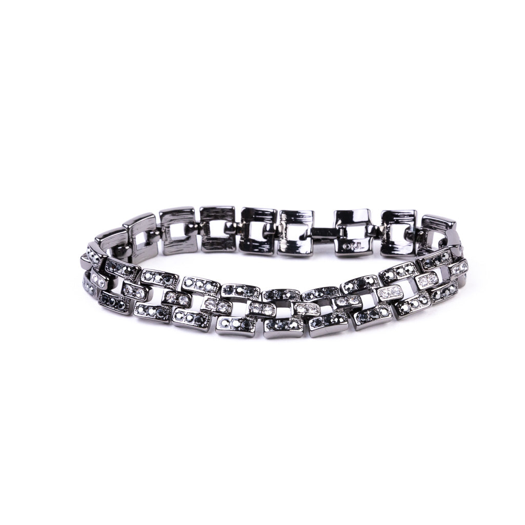 Gunmetal and Argent Crystal Link Bracelet