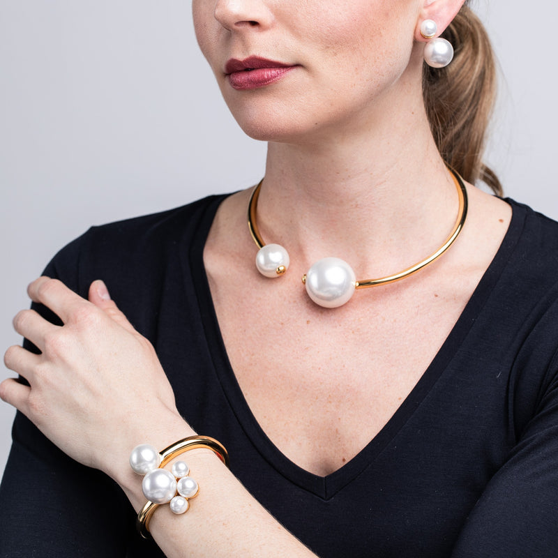 Anne Klein Blanc Pearl Three Row Collar Necklace | Dillard's