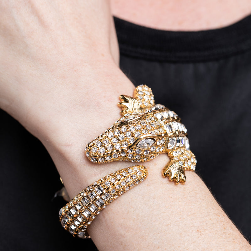 Gold and Crystal Alligator Bracelet