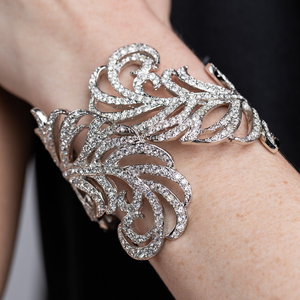 Crystal Hinged Feather Cuff