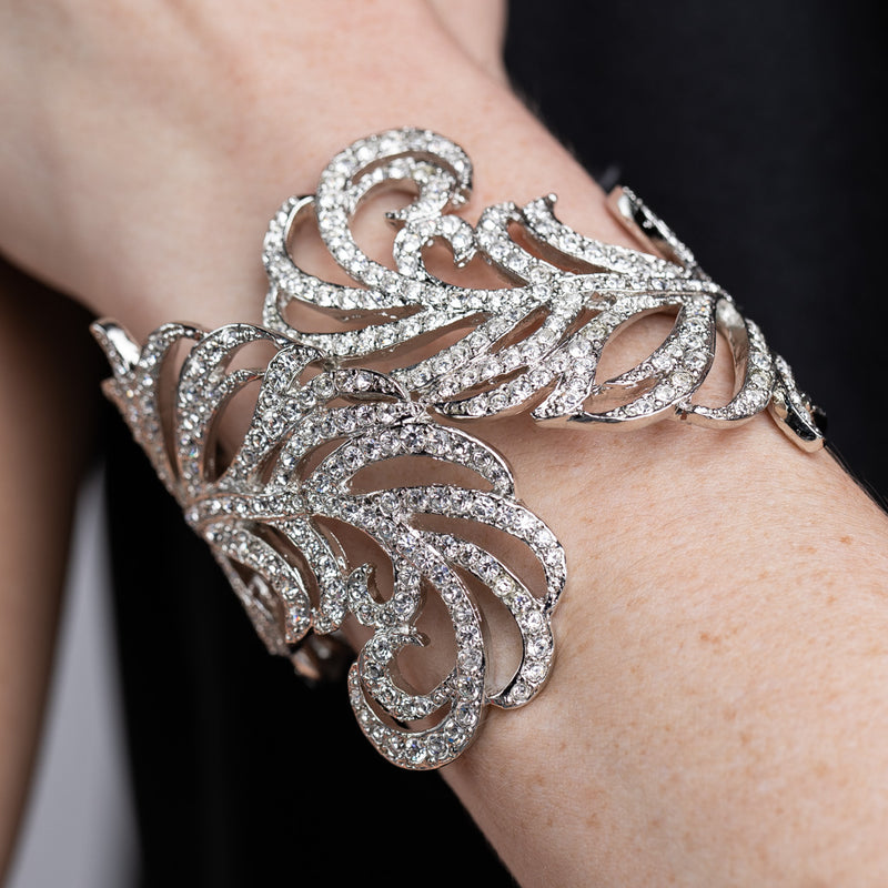 Crystal Hinged Feather Cuff