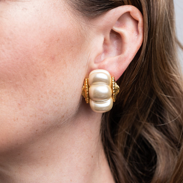 Cultura Pearl Shrimp Clip Earrings