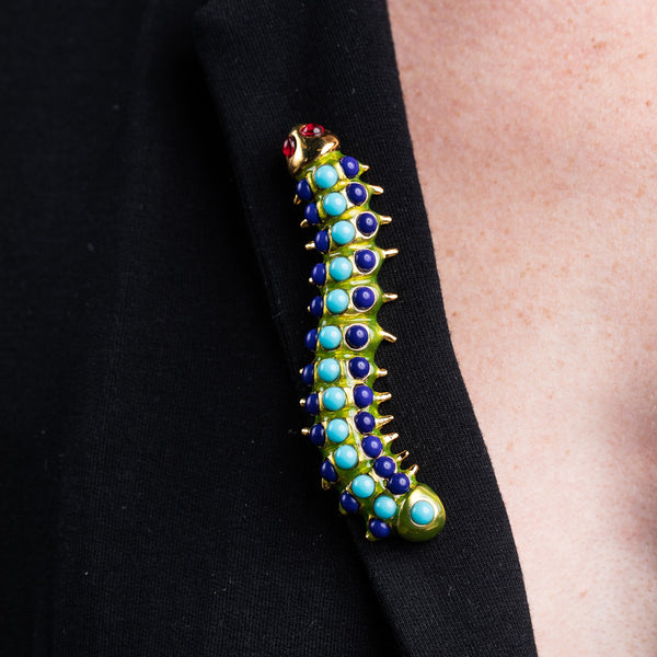 Cabochon Caterpillar Pin