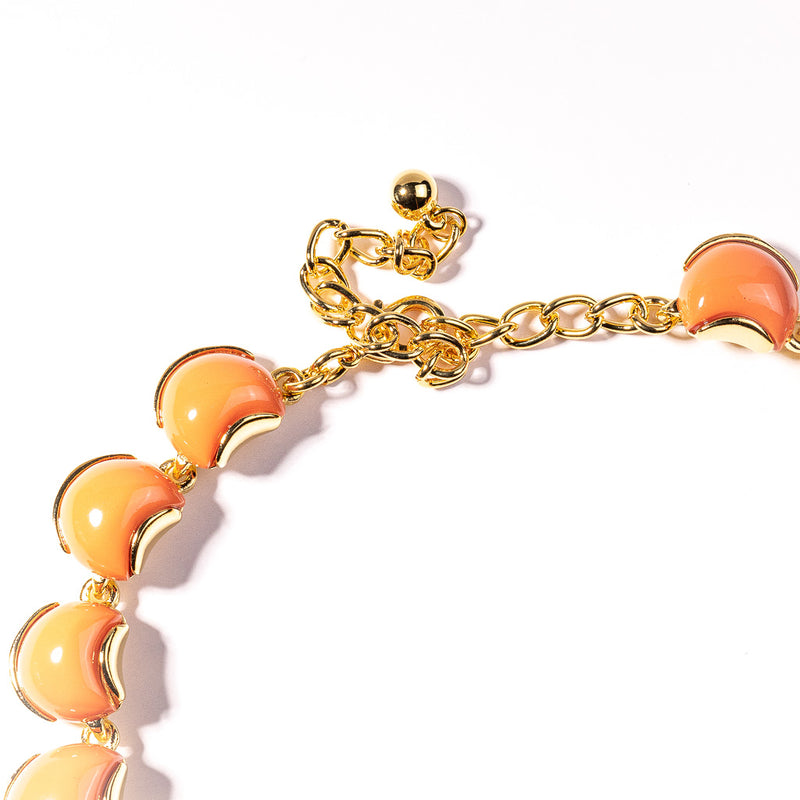 Coral Cabochon Lobster Hook Necklace