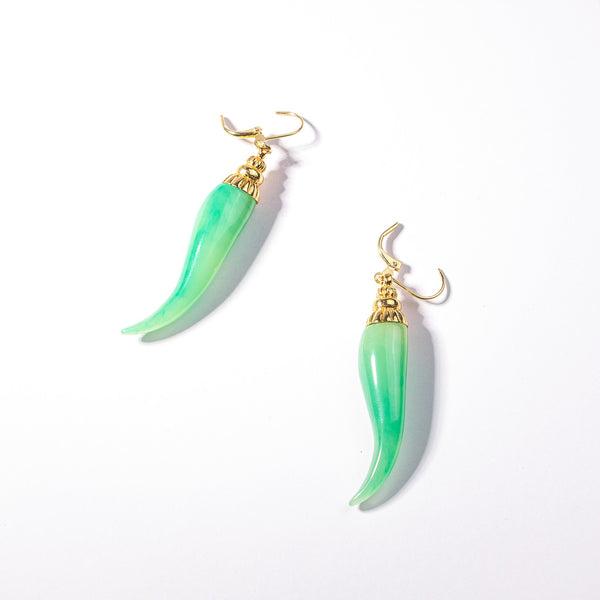 Jade Tusk with Gold Eurowire Earring