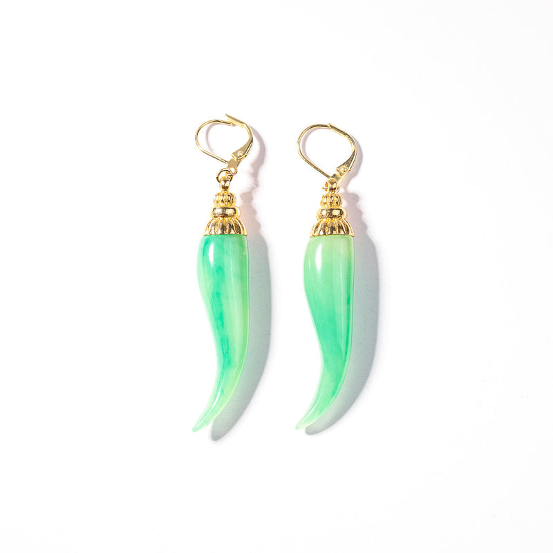 Jade Tusk with Gold Eurowire Earring