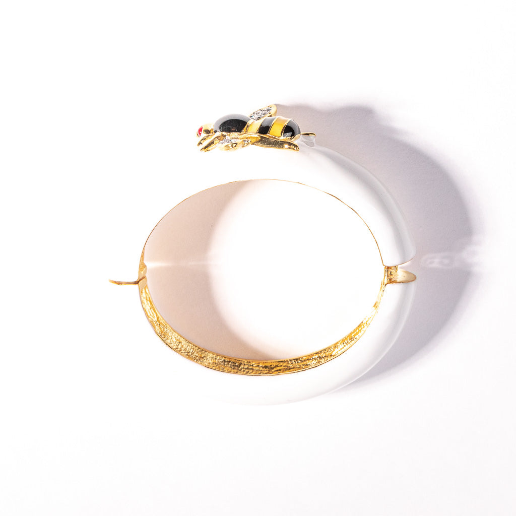 White Enamel Bee Bracelet