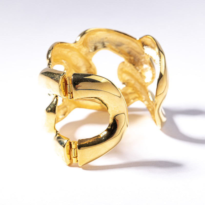 Polished Gold Link Hinged Cuff
