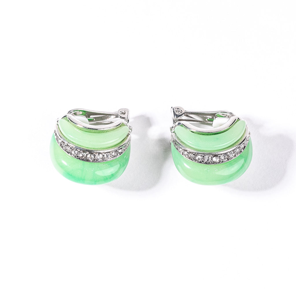 Jade Resin Ribbed Hoop Clip Earring