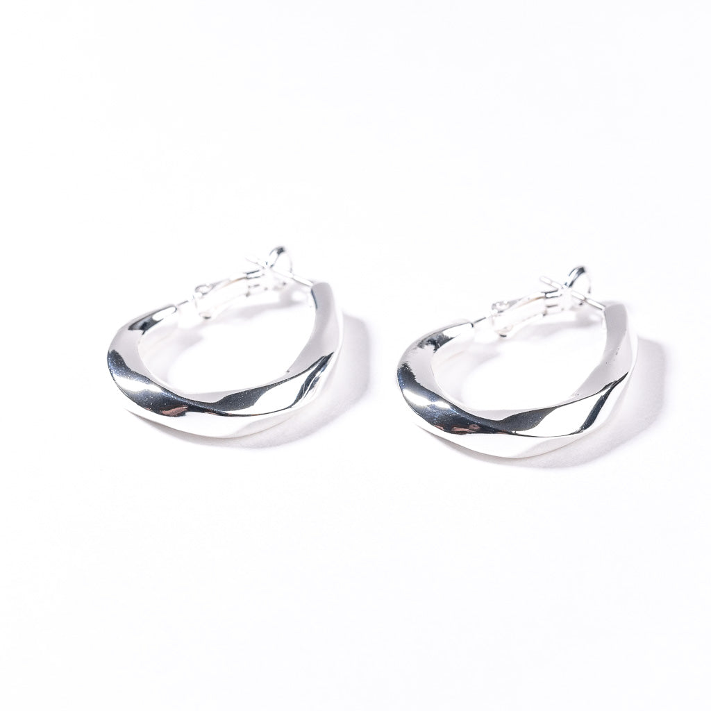 Silver Twist Post Hoop Earring